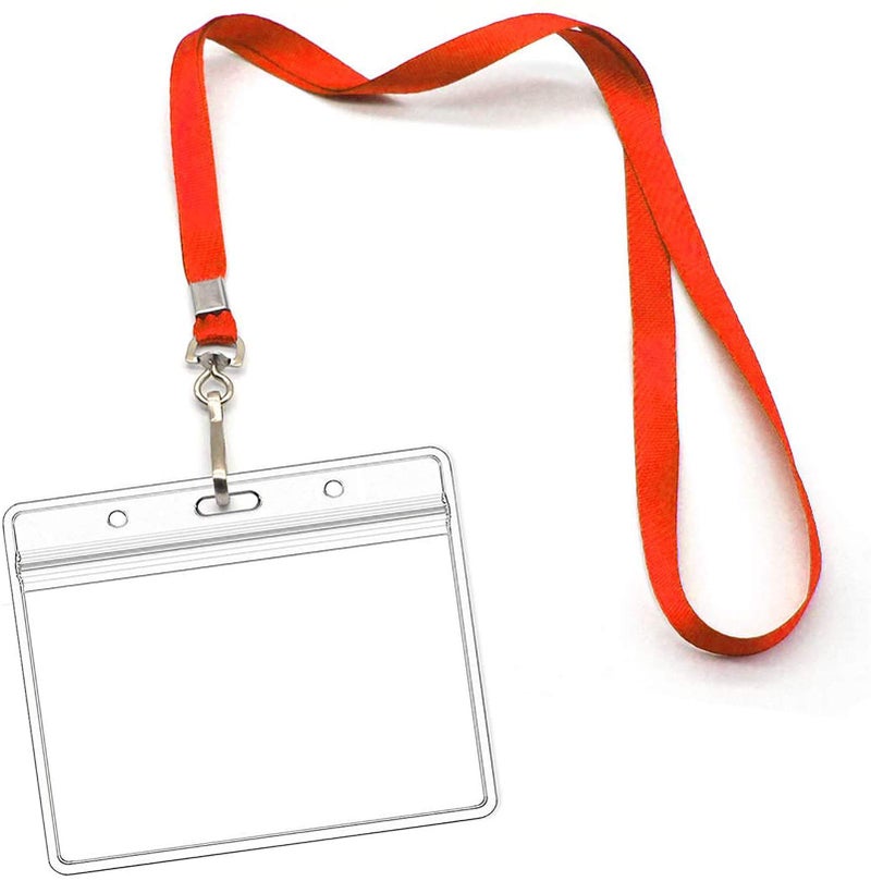 Bird Fiy Lanyards with Id Holder Name Badges Name tag Badge Holders with Neck Red Lanyard Swivel J-Hook Clip Waterproof Nametags Protectors Nurse School Kids 50 Pack - Image 1